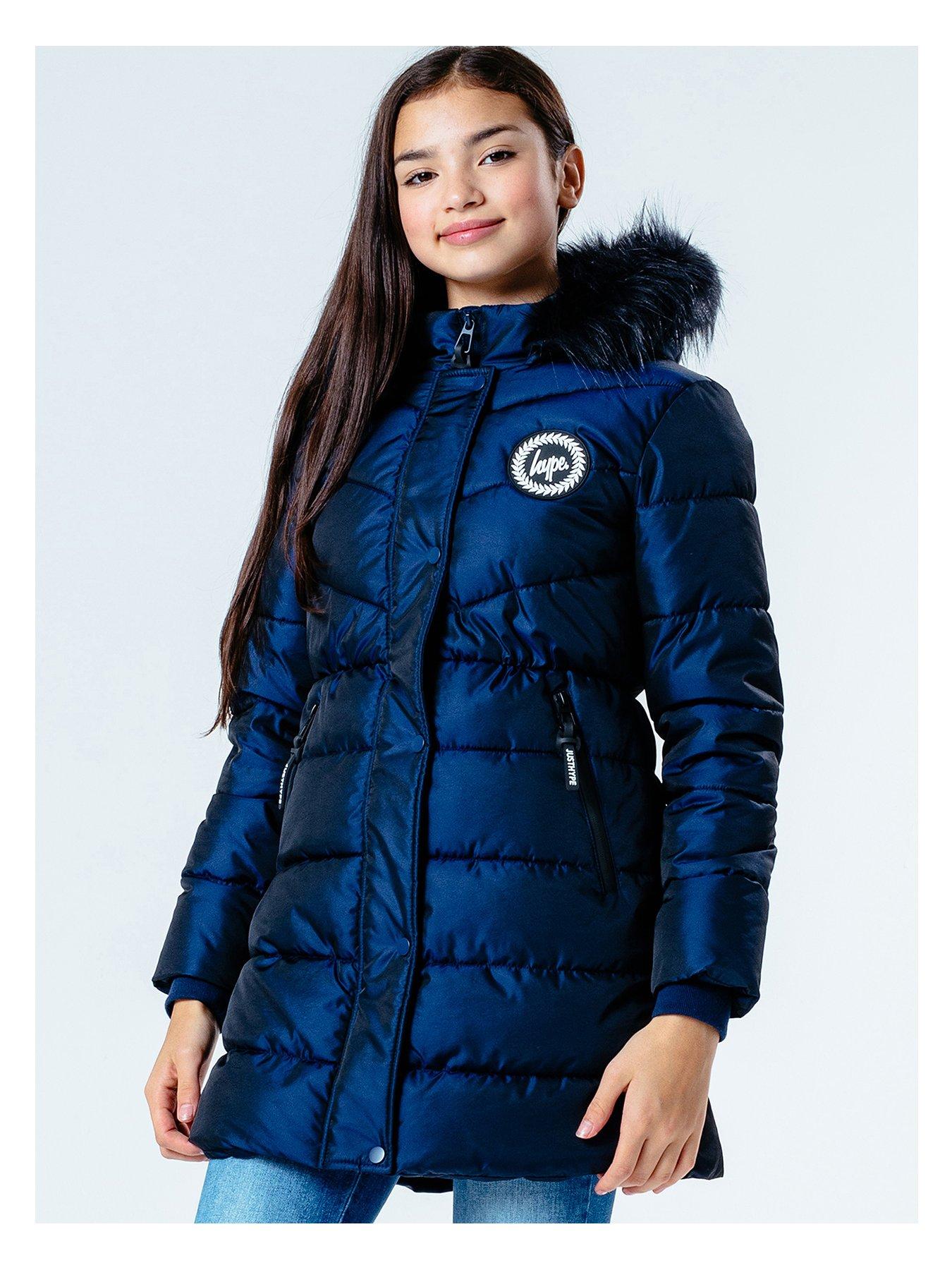 Girls Clothes Girls Fitted Padded Coat - Navy