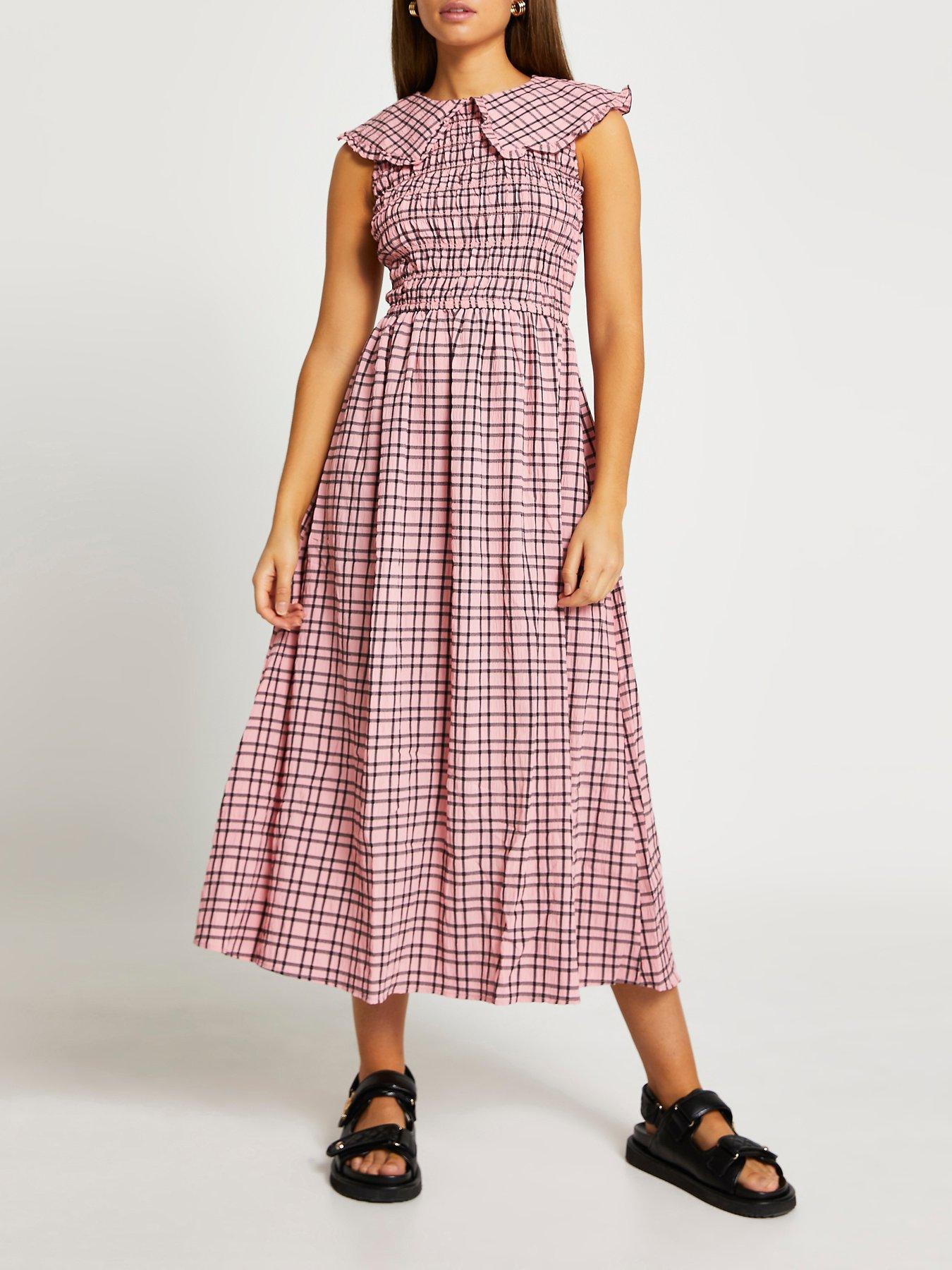 river island pink midi dress