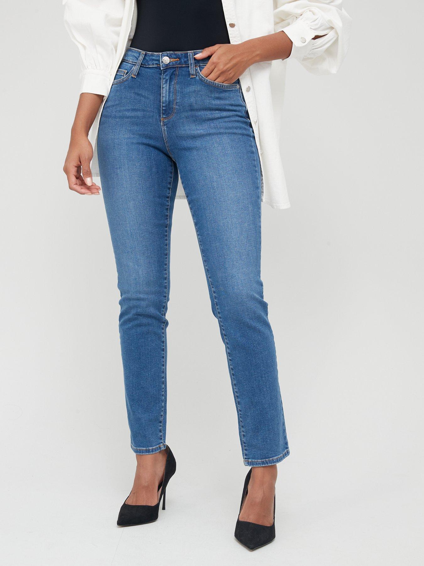 Mid-Wash Low-Rise Skinny Fit Narrow Leg Jeans