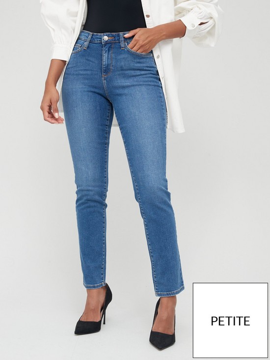 front image of v-by-very-short-isabelle-high-rise-slim-leg-jean-mid-wash