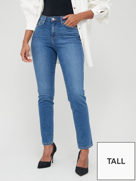 front image of v-by-very-tall-isabelle-high-rise-slim-leg-jean-mid-wash