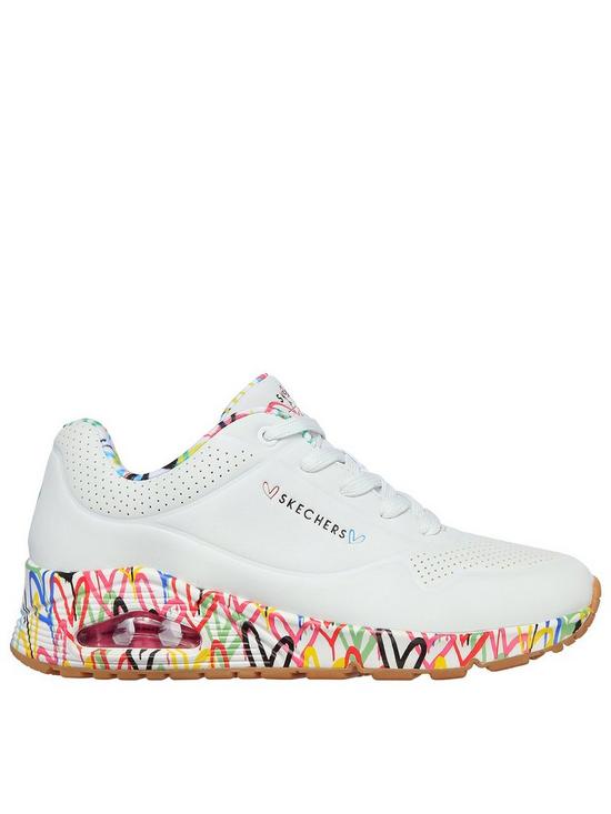 Skechers James Goldcrown Uno Loving Love Trainers - White | very.co.uk