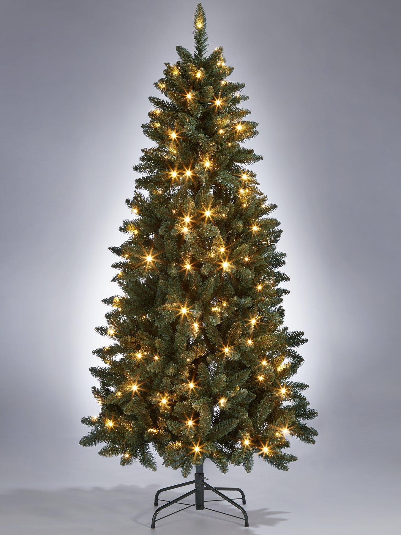 Product photograph of 6ft Pre-lit Ozark Blue Spruce Slim Christmas Tree from very.co.uk