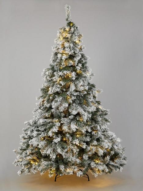 8ft-flocked-pre-lit-downswept-pine-christmas-tree