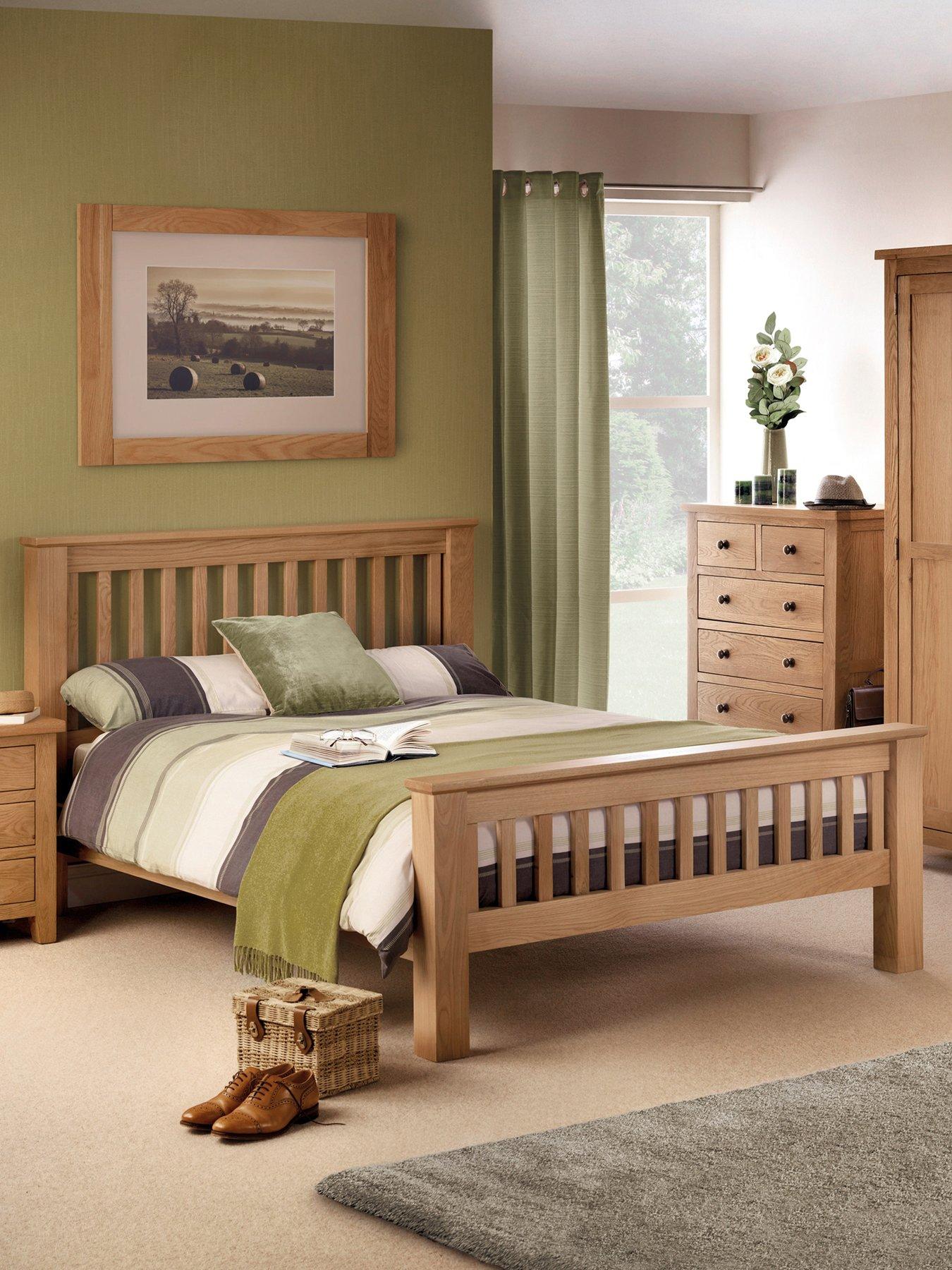 undefined Amsterdam Solid Oak/Oak Veneer Oak Bed Frame
