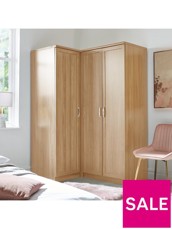 stillFront image of camberley-corner-wardrobe-with-hanging-rails-amp-low-shelves
