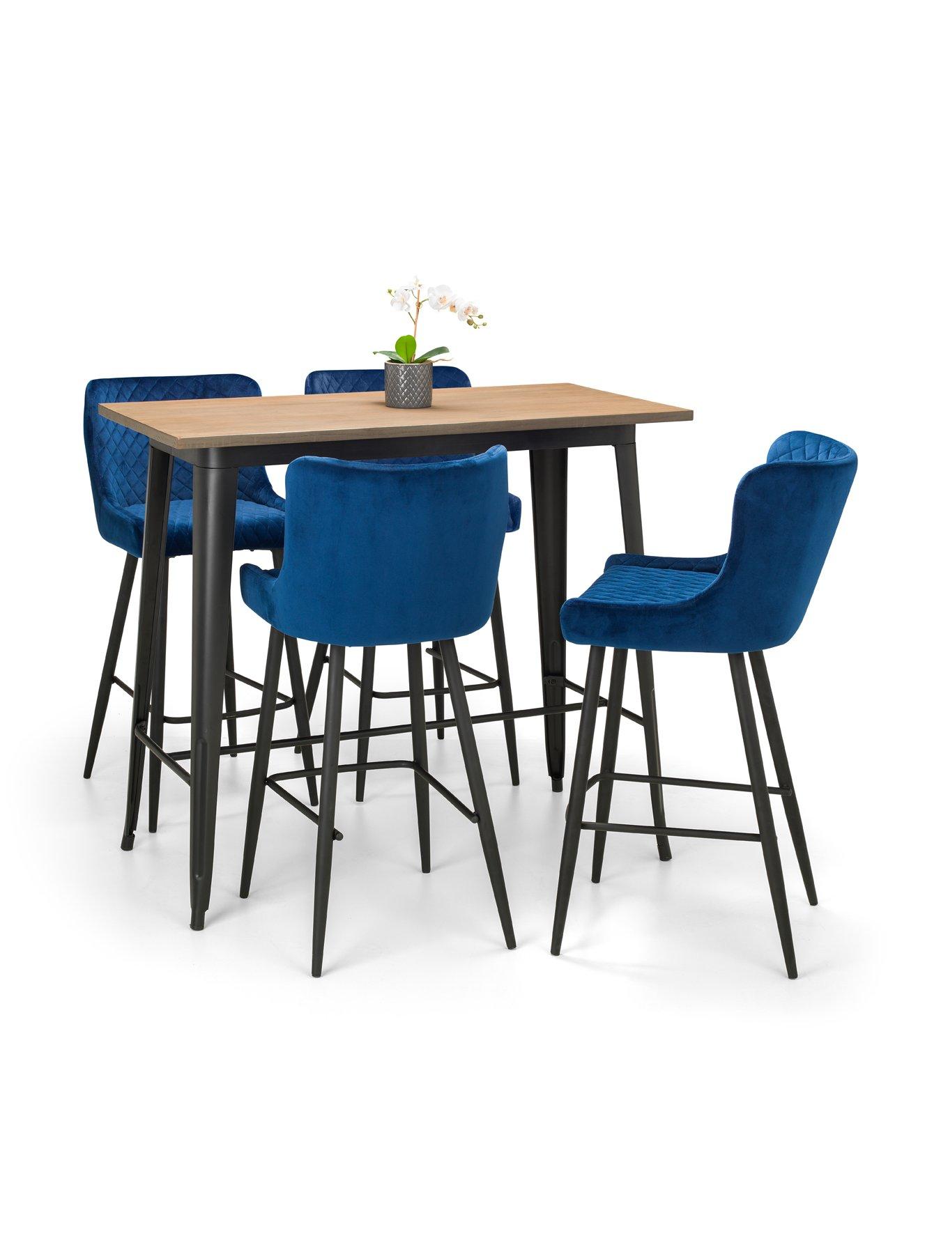 Image 2 of 5 of Julian Bowen Luxe Velvet Bar Stool - Blue
