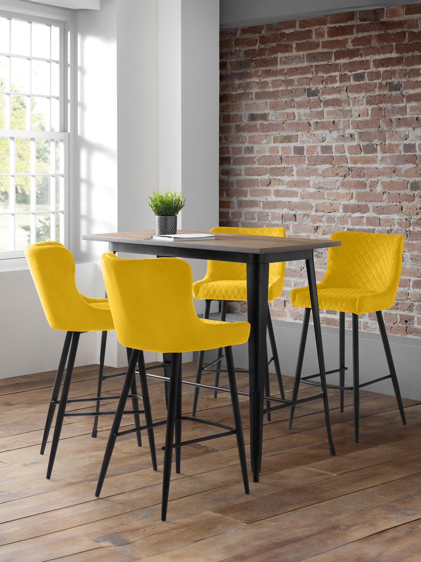 Julian Bowen Luxe Velvet Bar Stool - Mustard