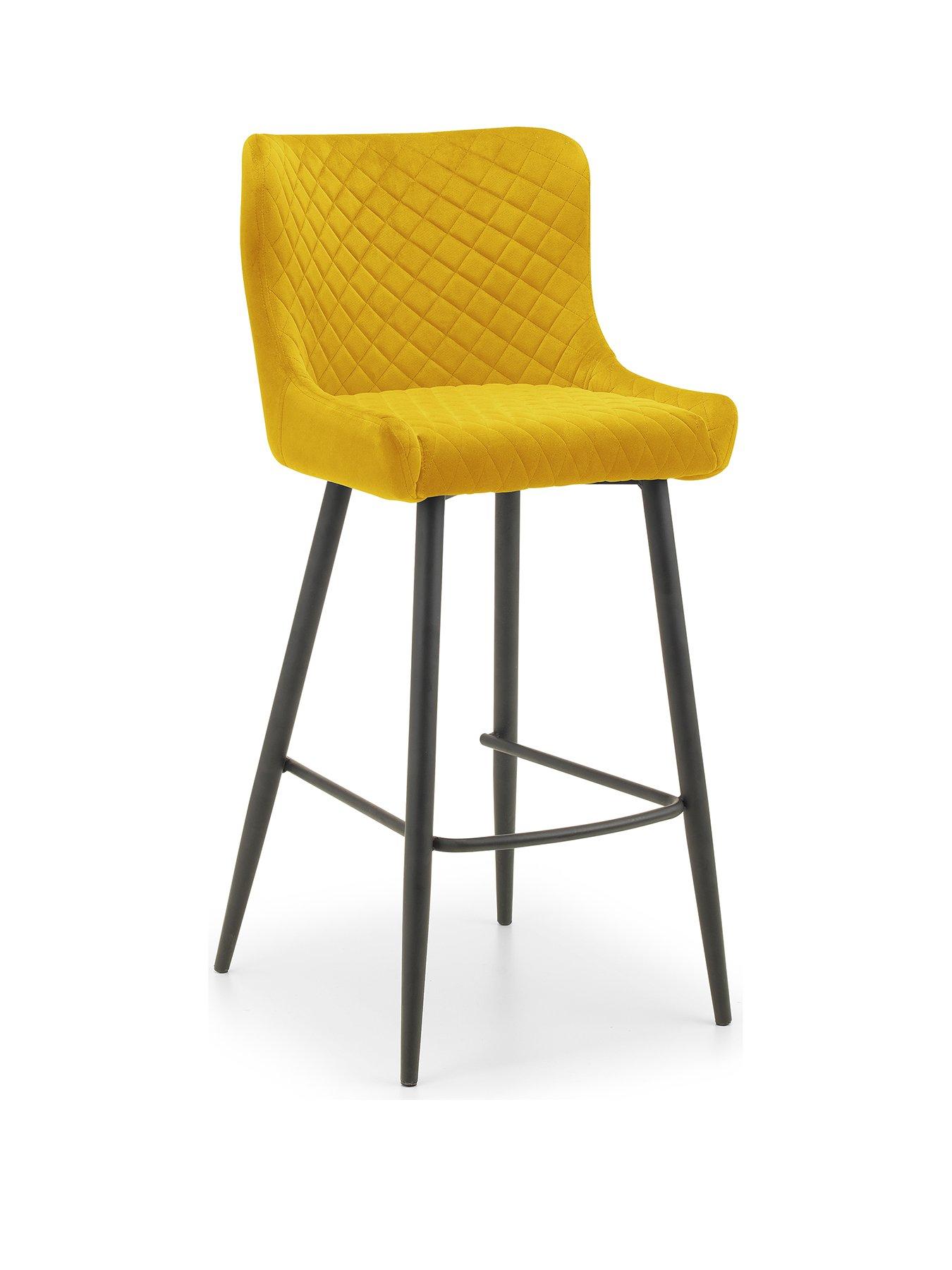 Image 2 of 5 of Julian Bowen Luxe Velvet Bar Stool - Mustard
