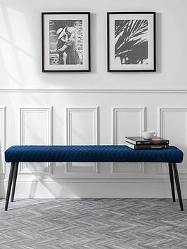Product photograph of Julian Bowen Luxe Velvet Low Bench - Blue from very.co.uk