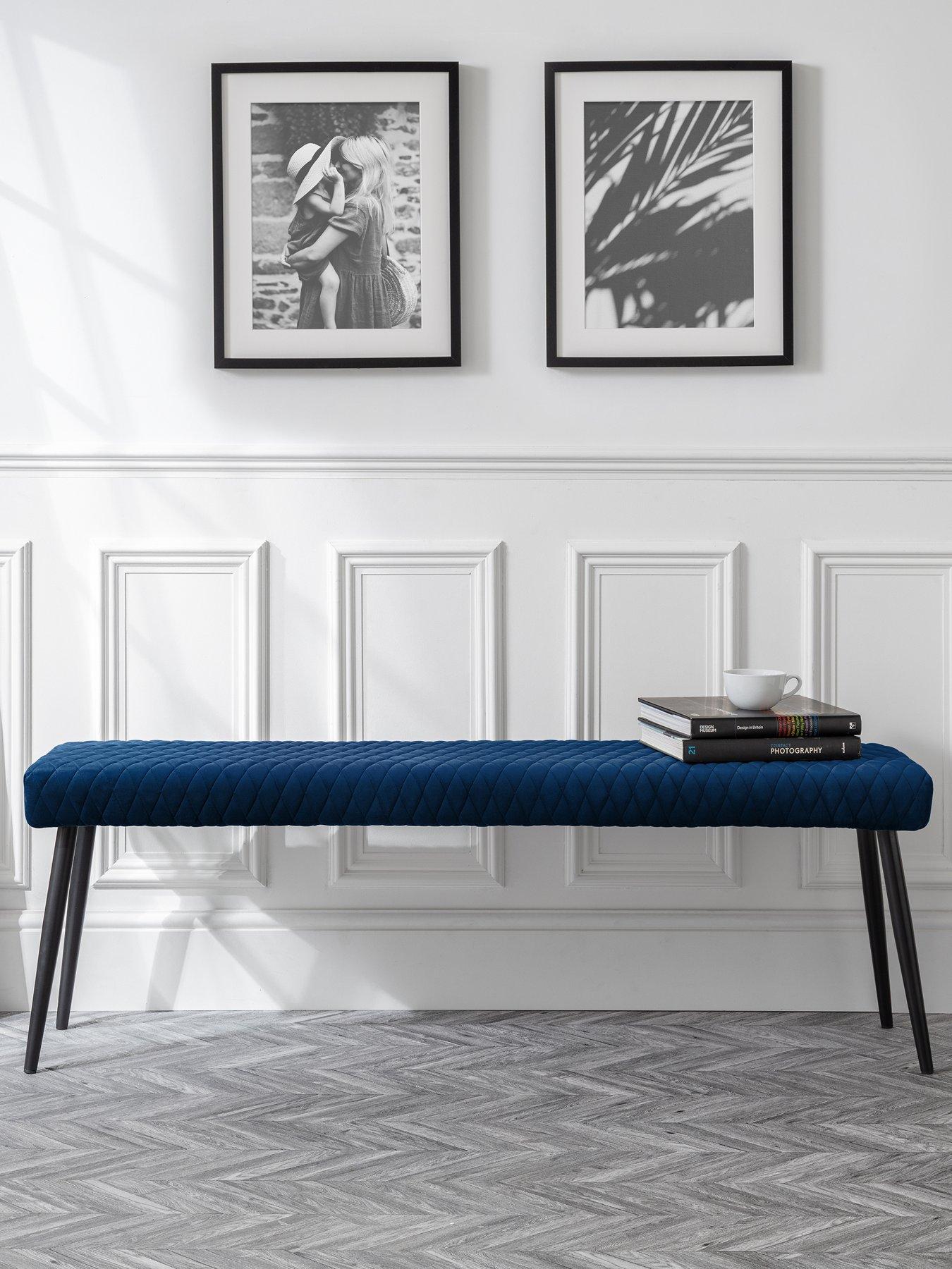 undefined Luxe Velvet Low Bench - Blue