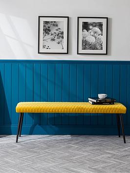 Product photograph of Julian Bowen Luxe Velvet Low Bench - Mustard from very.co.uk