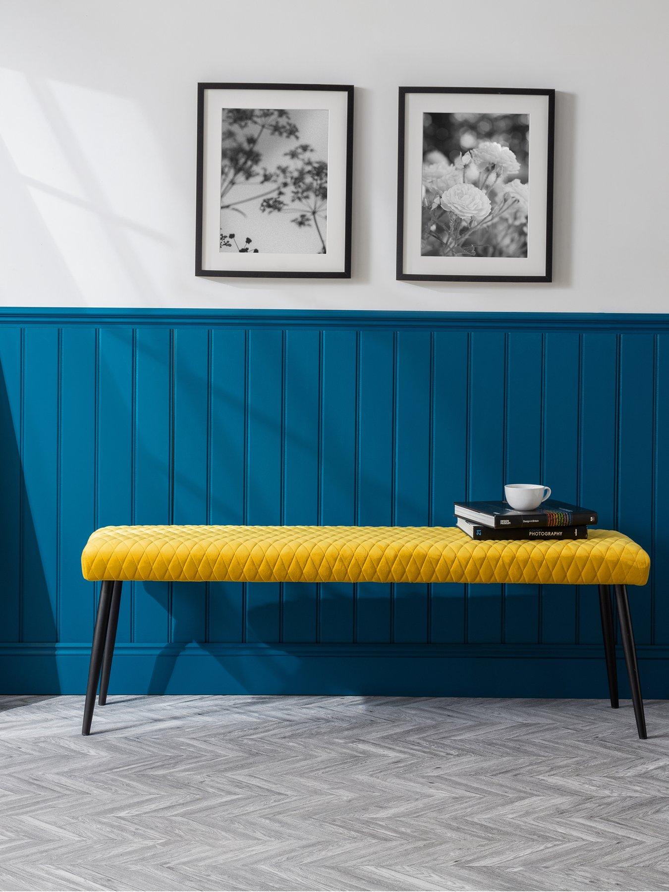 undefined Luxe Velvet Low Bench - Mustard
