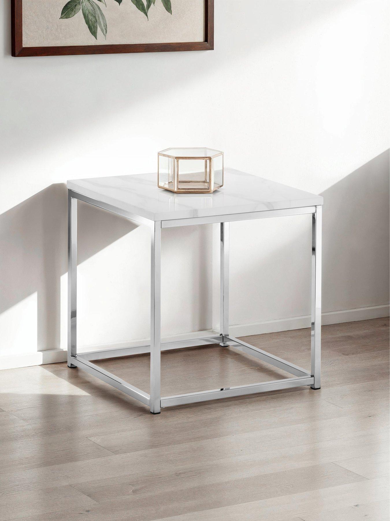 Image 1 of 4 of Julian Bowen Scala White Marble Top Lamp Table