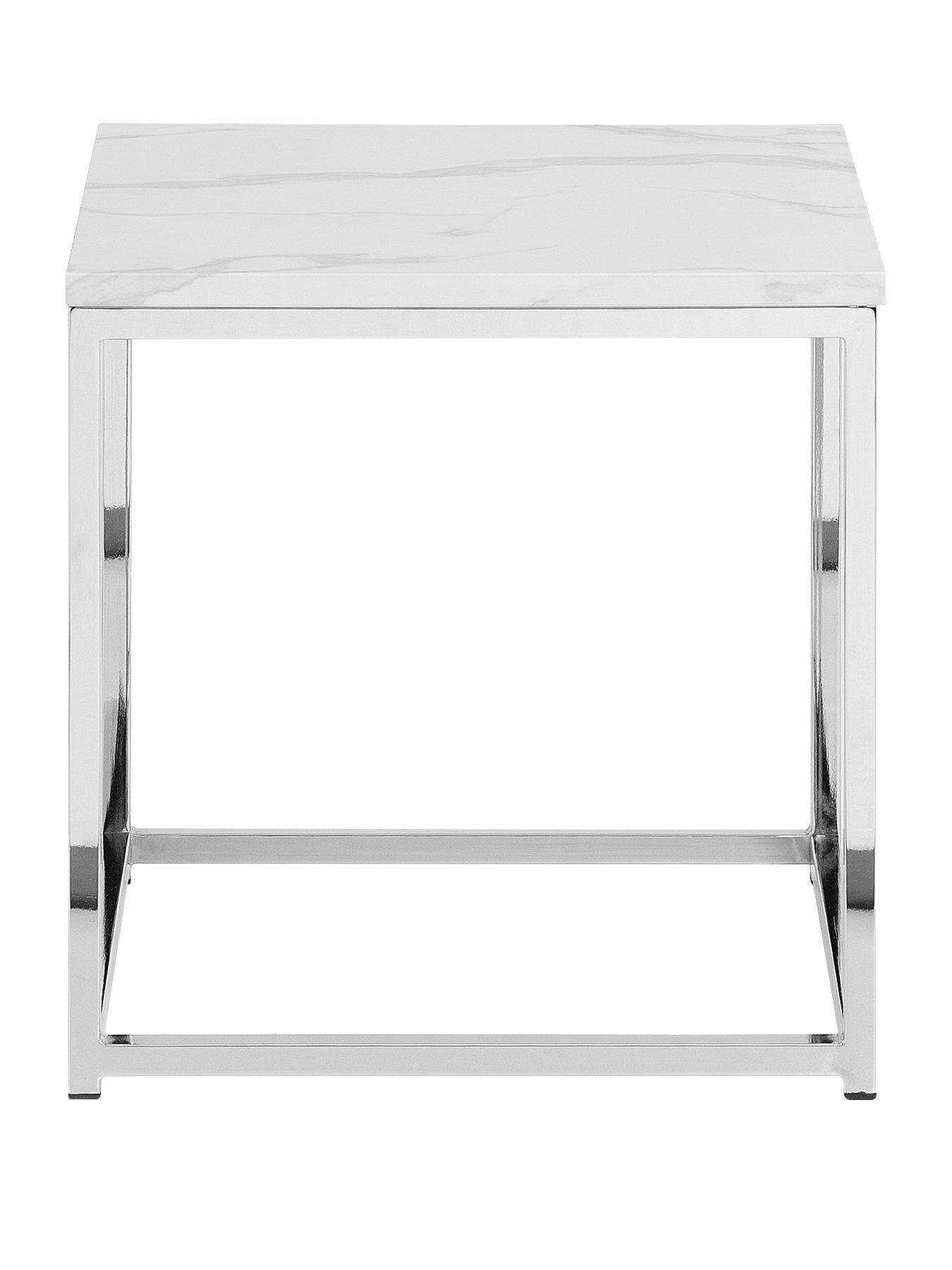 Product photograph of Julian Bowen Scala White Marble Top Lamp Table from very.co.uk