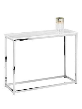 Product photograph of Julian Bowen Scala White Marble Console Table - White from very.co.uk