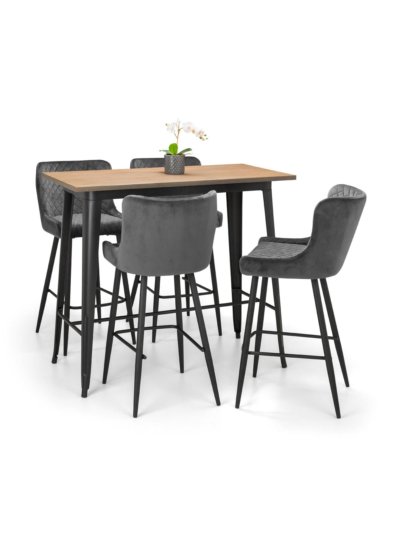 Julian Bowen Luxe Velvet Bar Stool - Grey