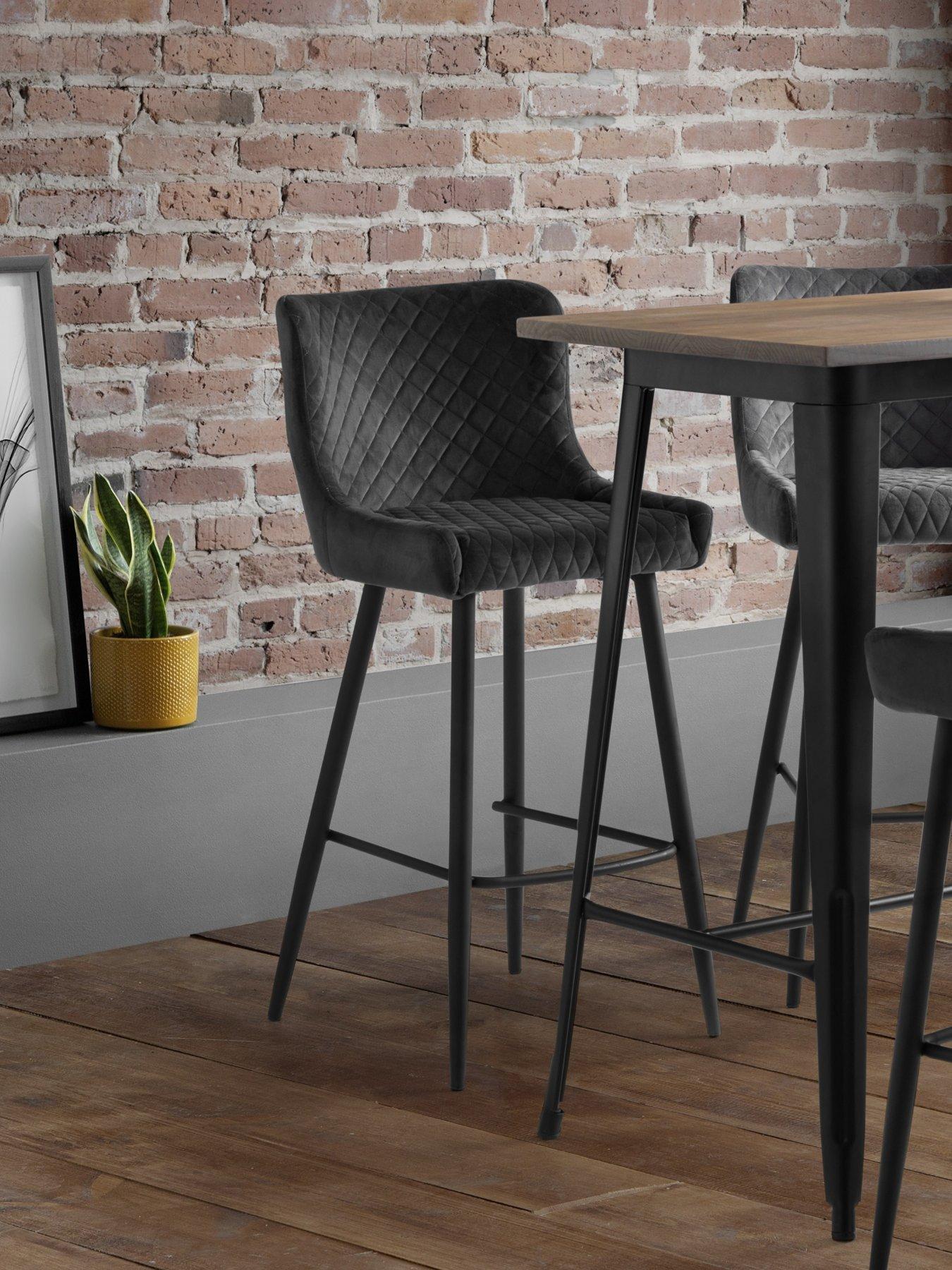 Image 1 of 4 of Julian Bowen Luxe Velvet Bar Stool - Grey