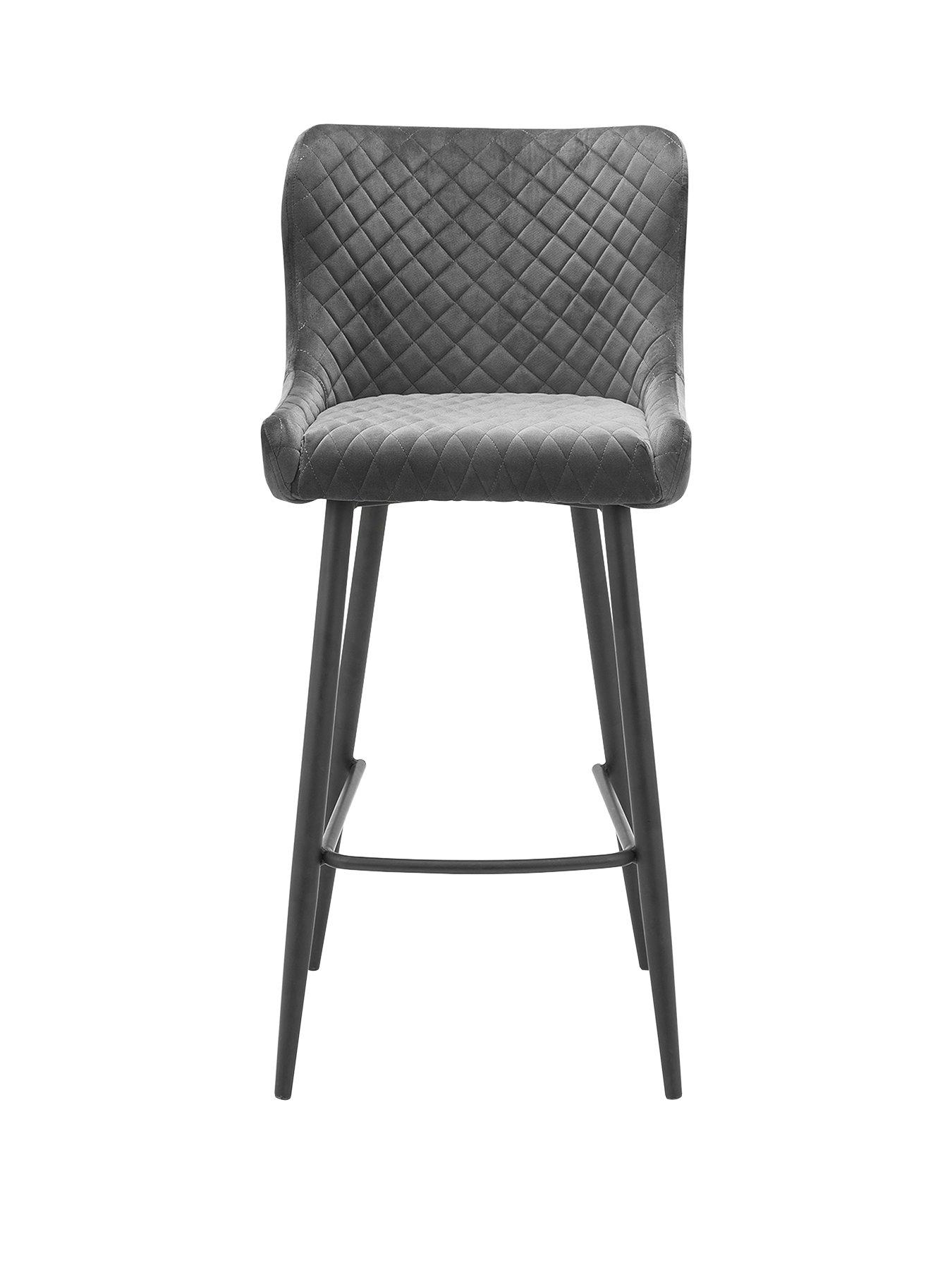 Image 2 of 4 of Julian Bowen Luxe Velvet Bar Stool - Grey