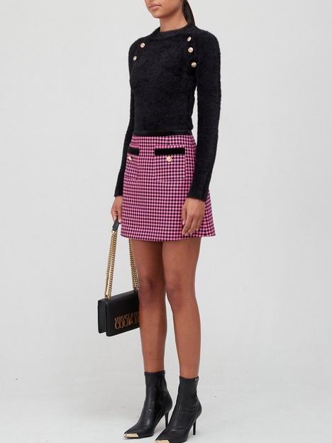versace-jeans-couture-check-print-mini-skirt-pink