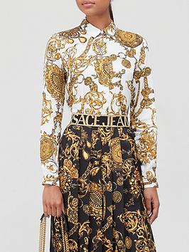 versace jeans couture baroque print shirt - white