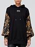  image of versace-jeans-couture-baroque-sleeve-hooded-jersey-dress-black