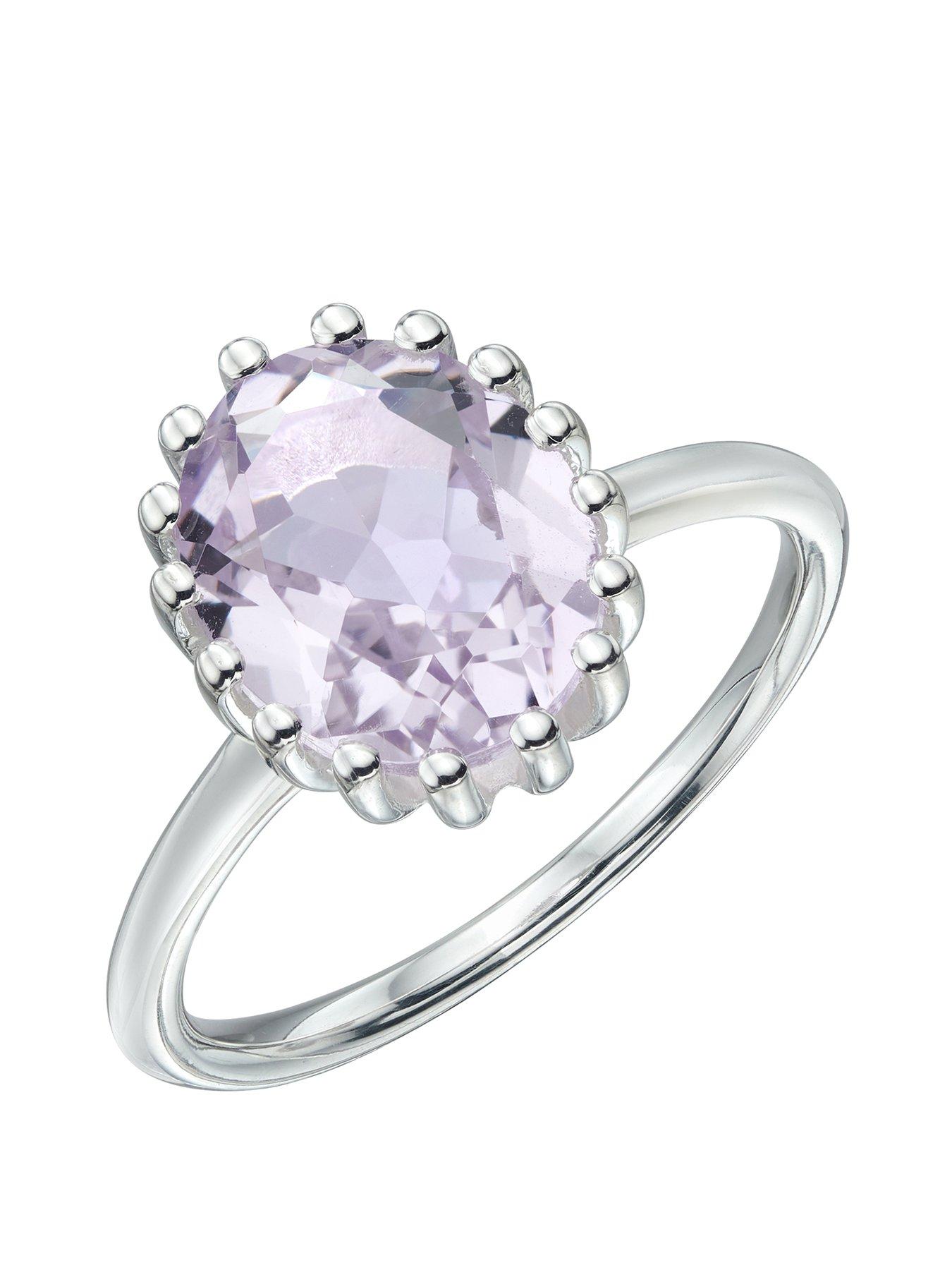 Women Sterling Silver Pink Amethyst Ring
