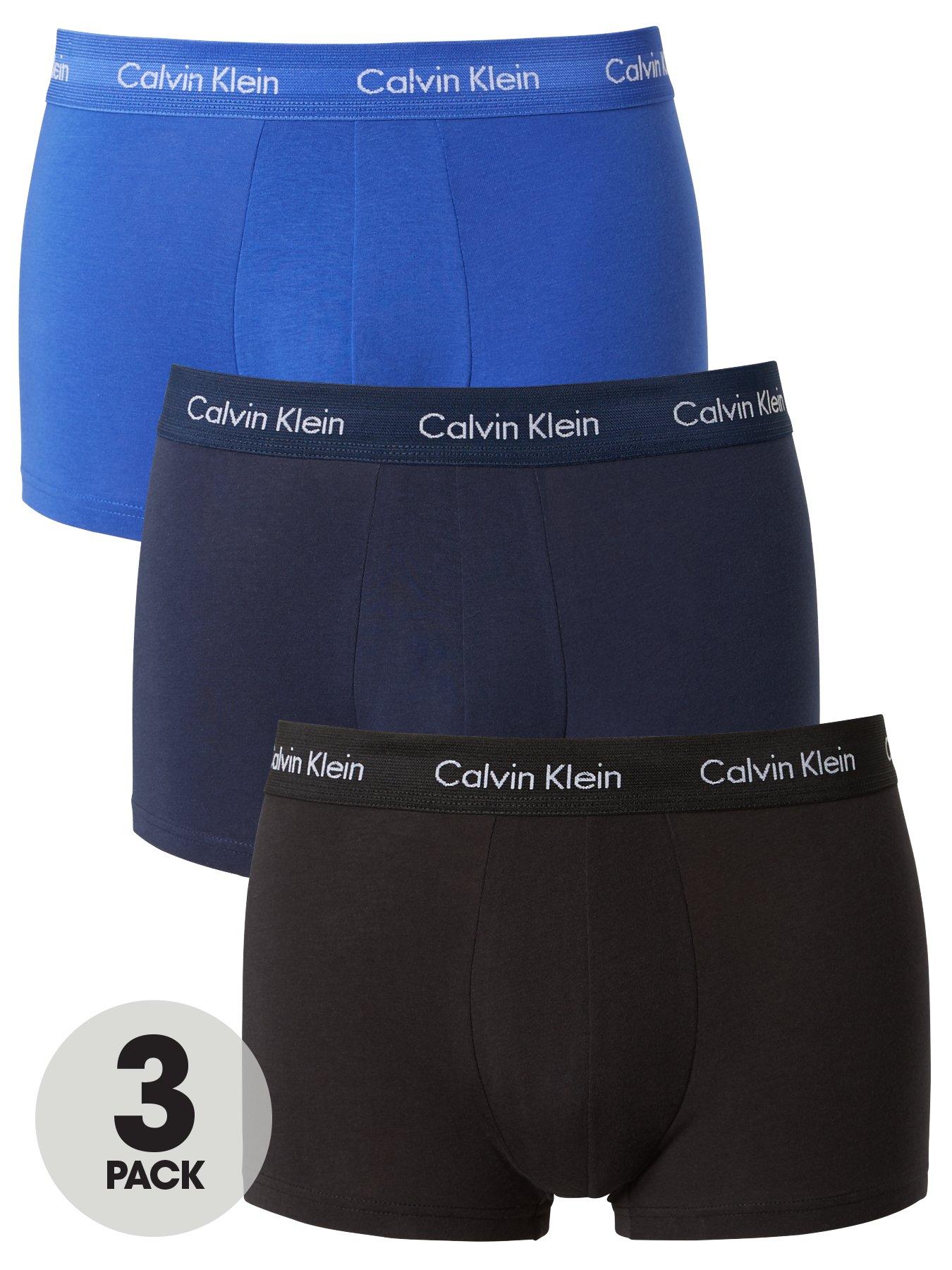 Calvin Klein Trunks Low Rise Underwear 3 Pairs Black Blue NIB Mens Size  Small