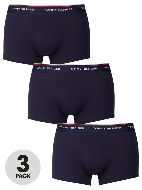 front image of tommy-hilfiger-low-rise-trunk-3-pack-boxers-navy