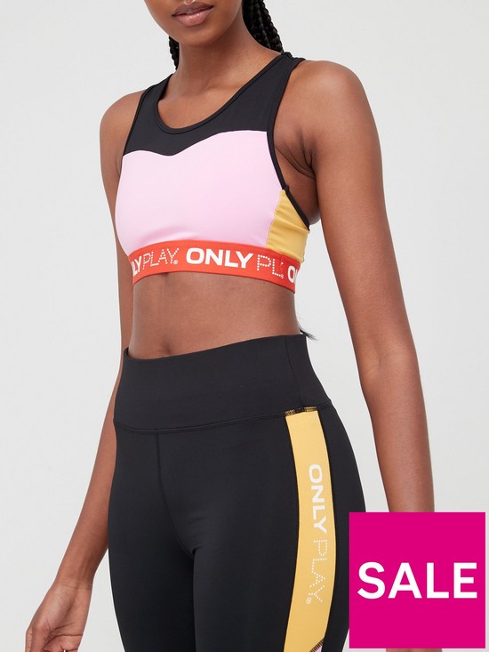 front image of only-play-colour-block-sports-bra-blackpink