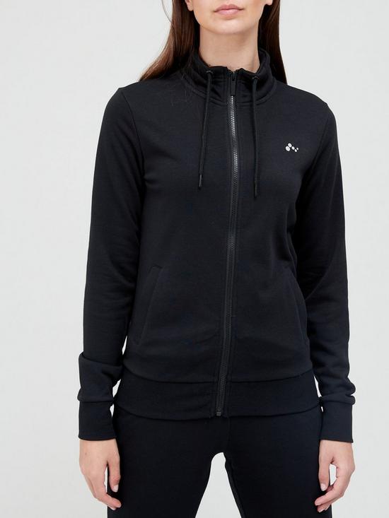 front image of only-play-high-neck-zip-thru-jacket-black