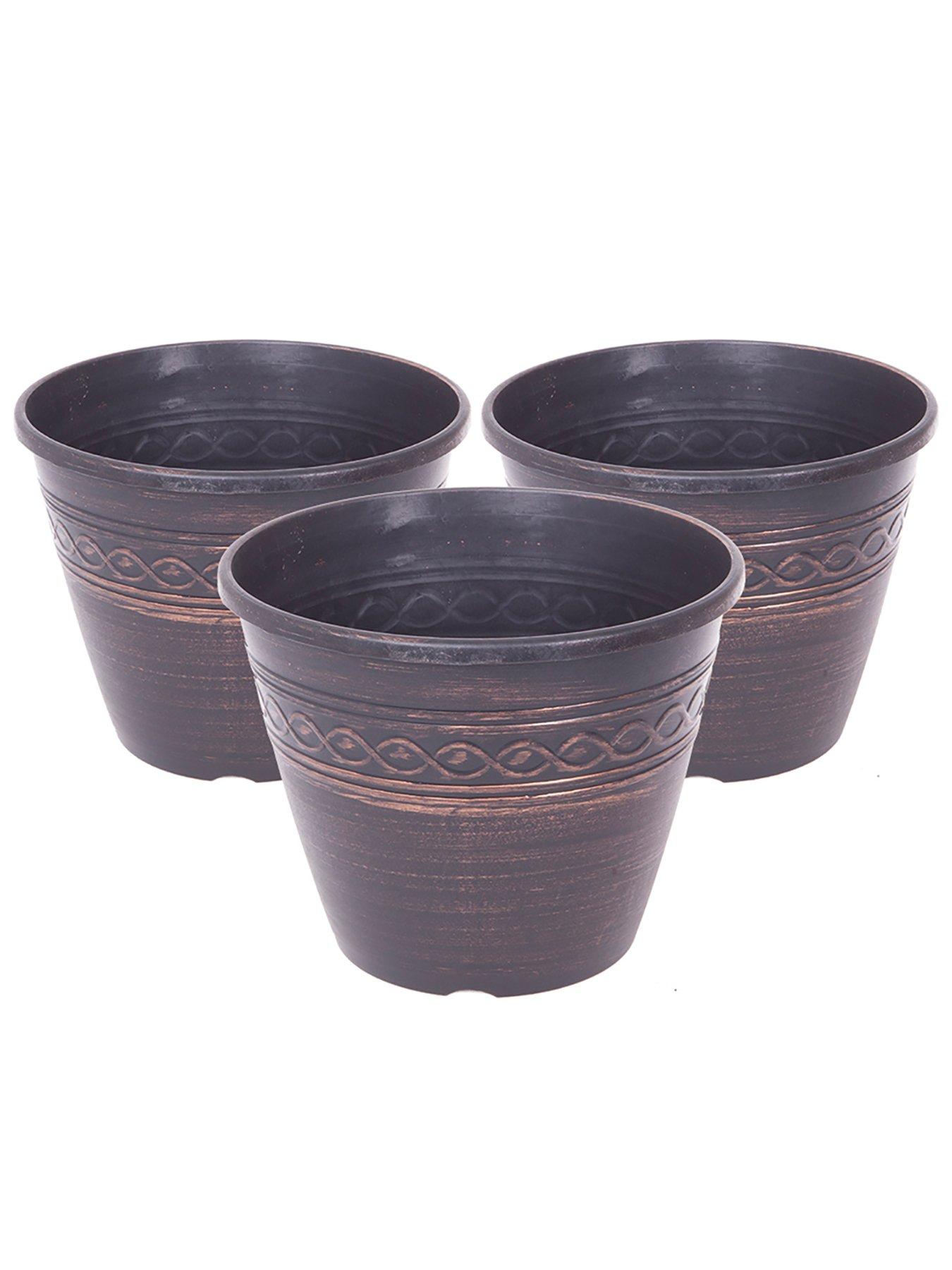 Product photograph of Set Of 3 Infinity Round Black Copper Planters 11in from very.co.uk