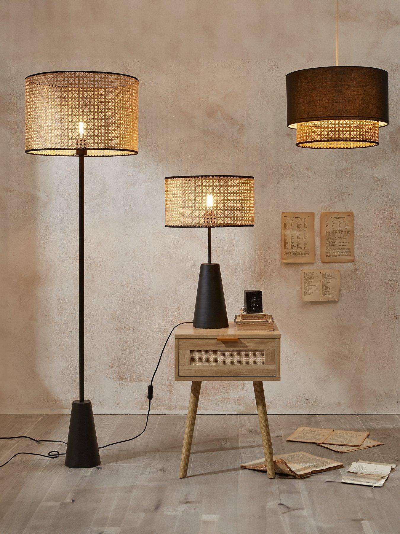 Product photograph of Very Home Natural Cane Floor Lamp from very.co.uk