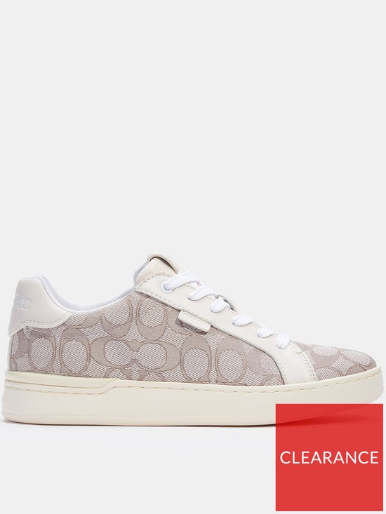 front image of coach-lowline-jacquard-trainers-off-white