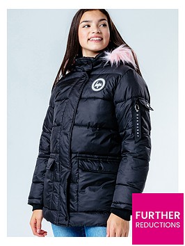 hype-girls-pink-trim-explorer-padded-coat-black