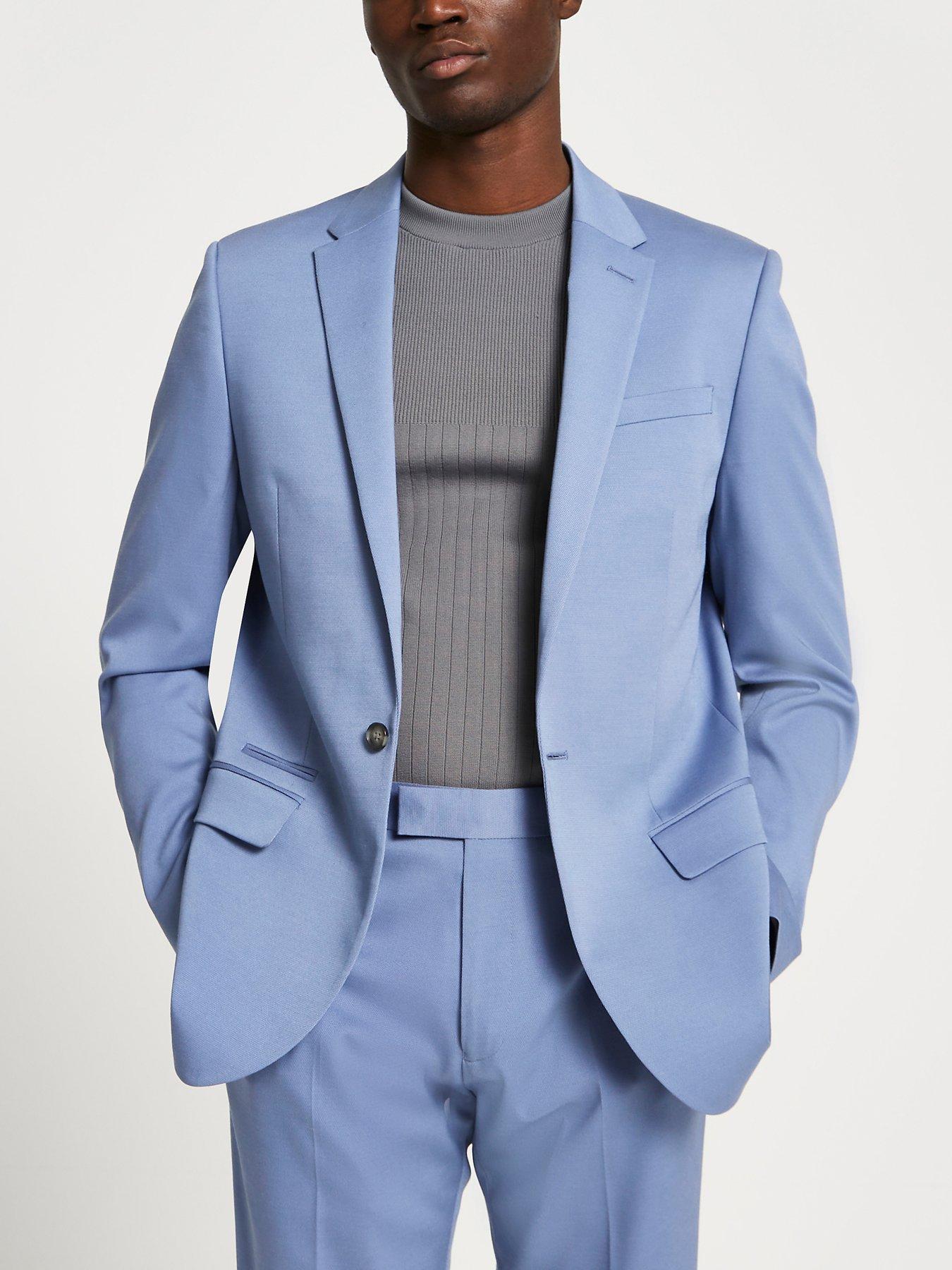 Men Slim Fit Suit Jacket - Blue