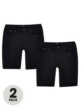 river-island-2-pack-skinny-fit-denim-shorts-black