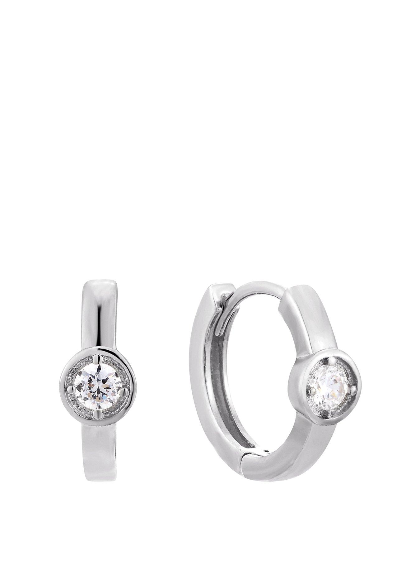 Product photograph of The Love Silver Collection Sterling Silver Cz Huggies from very.co.uk