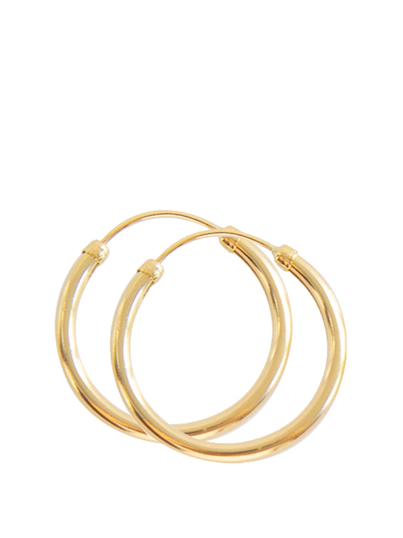 The Love Collection 9ct Yellow Gold 18mm slim tube hoops