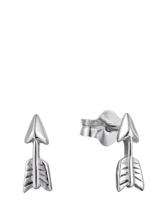 front image of the-love-silver-collection-sterling-silver-arrow-studs