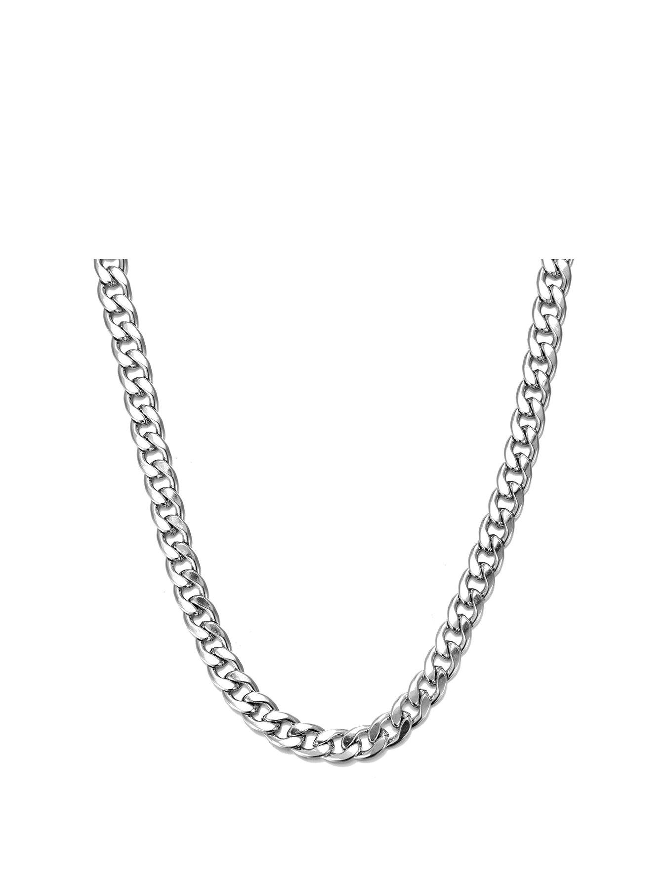 undefined Men's 20" Flat Curb 9mm Steel Chain Necklace