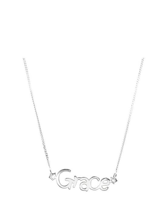 front image of the-love-silver-collection-childrens-sterling-silver-dainty-star-personalised-adjustable-name-necklace