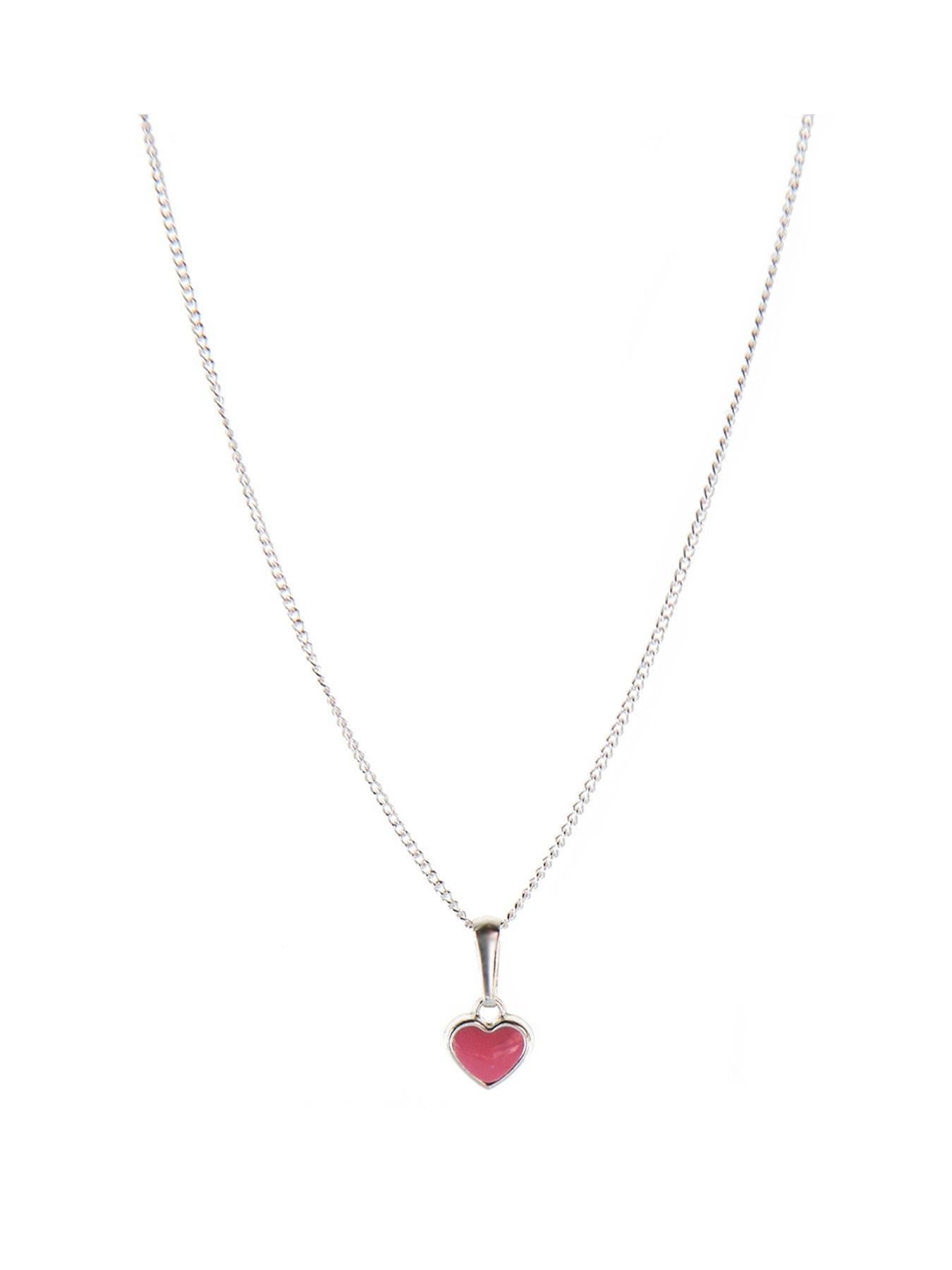 the-love-silver-collection-childrensnbspsterling-silver-enamel-heart-pendant-withnbspadjustable-chain