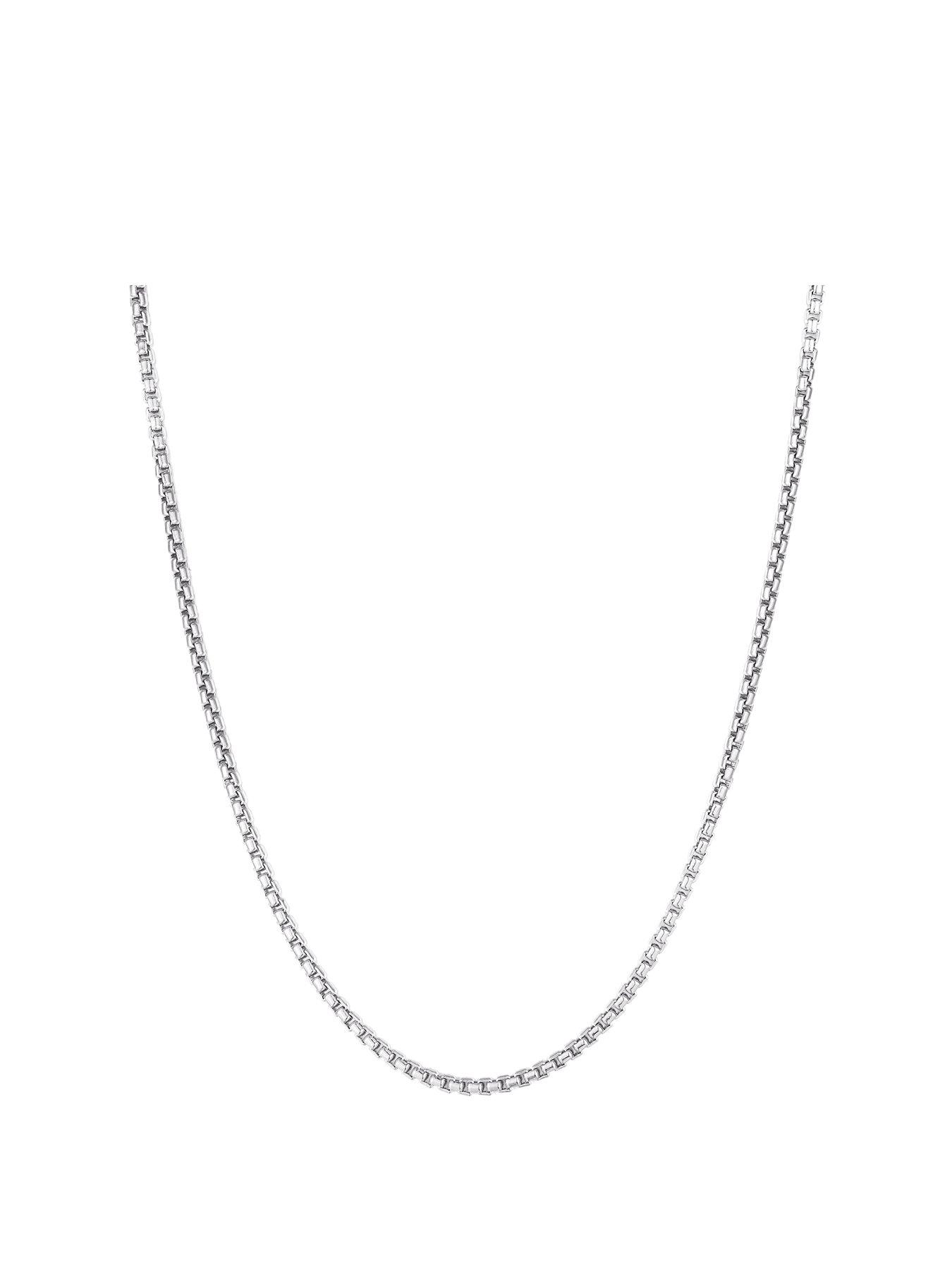 Product photograph of The Love Silver Collection Sterling Silver Rounded Adjustable Box Chain from very.co.uk