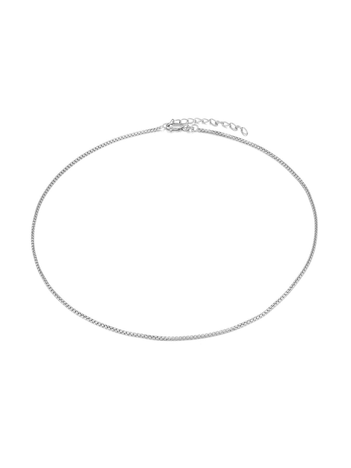 Women Sterling Silver Rounded Adjustable Box Chain