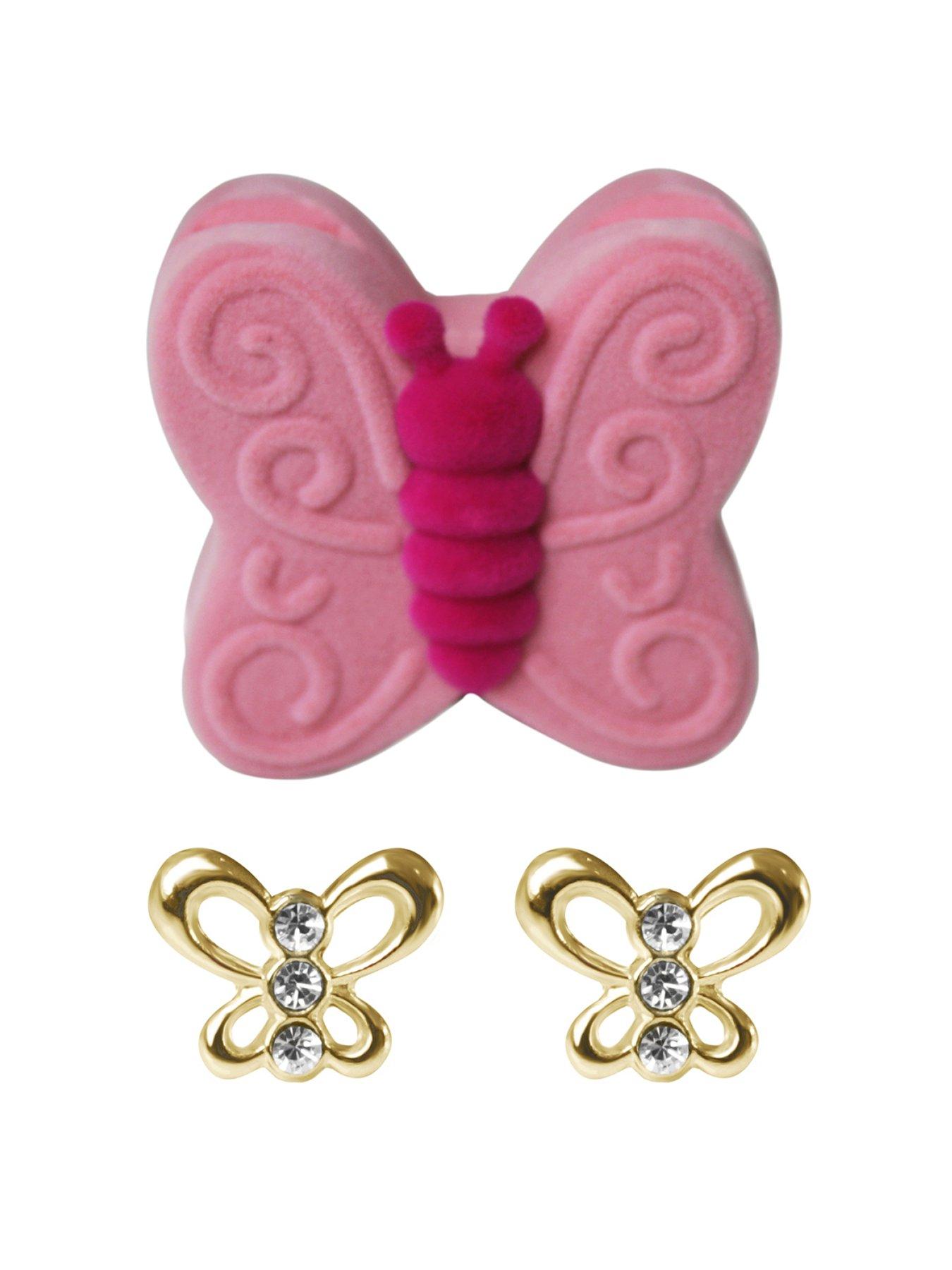 undefined 9ct Butterfly Crystal Stud Earrings With Gift Box