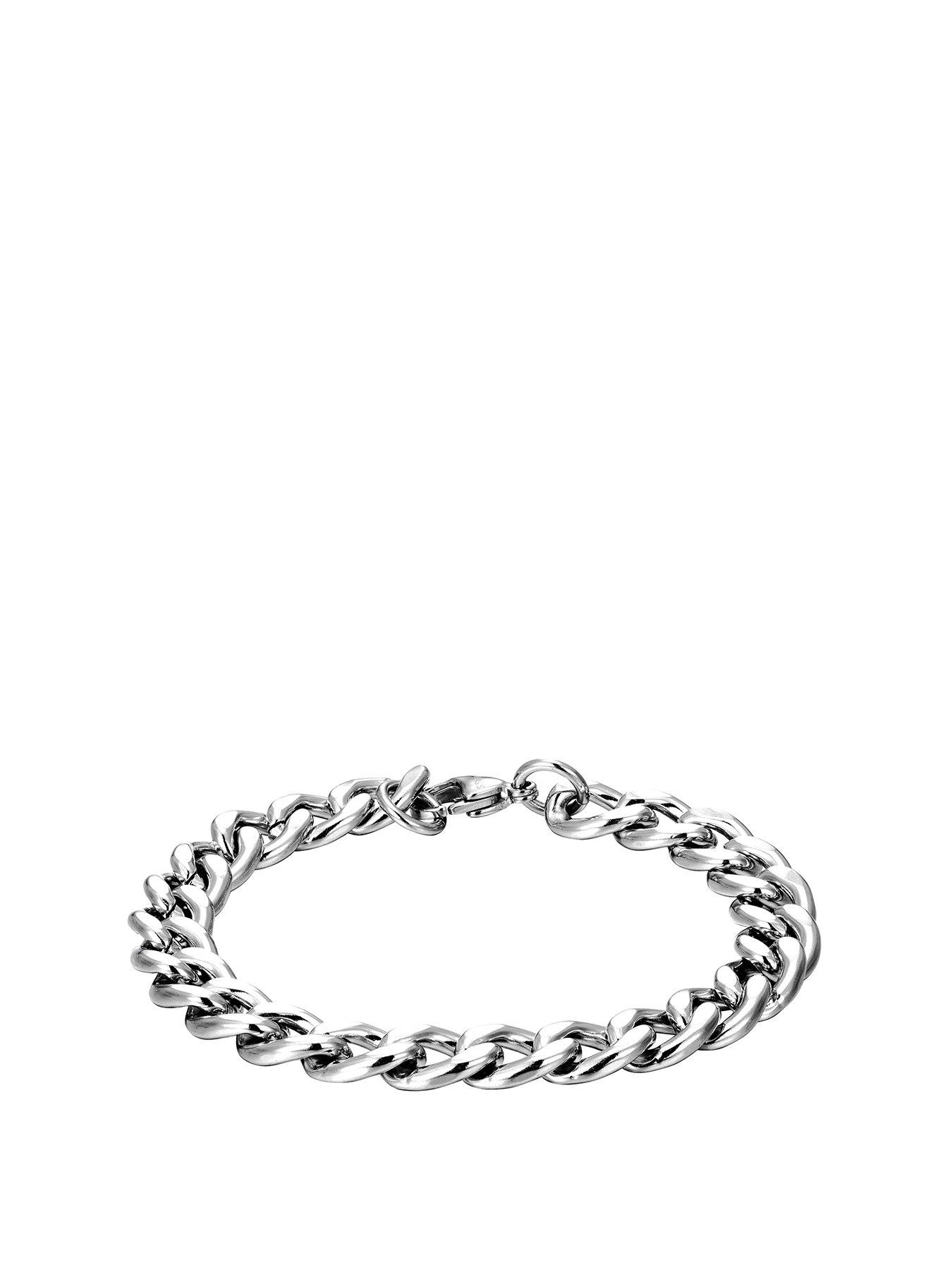 Product photograph of The Love Collection Men S 8 Flat Curb 9mm Steel Chain from very.co.uk