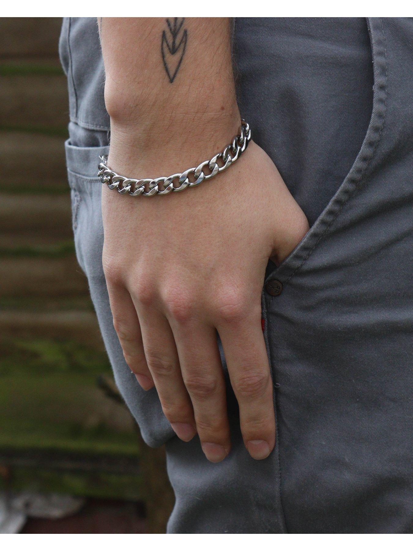 Image 2 of 7 of The Love Collection Men's 8" Flat Curb 9mm Steel Chain