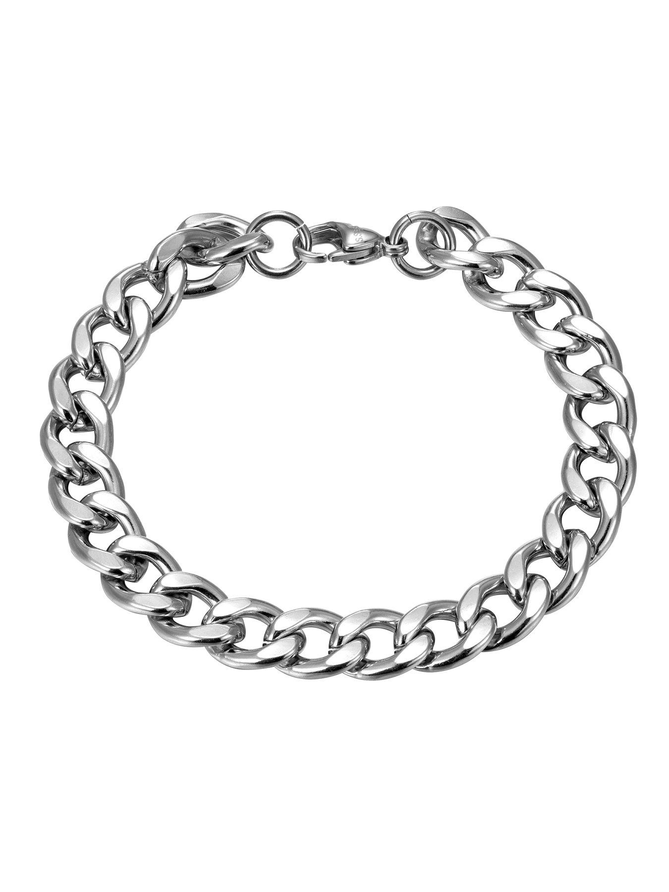 Image 3 of 7 of The Love Collection Men's 8" Flat Curb 9mm Steel Chain