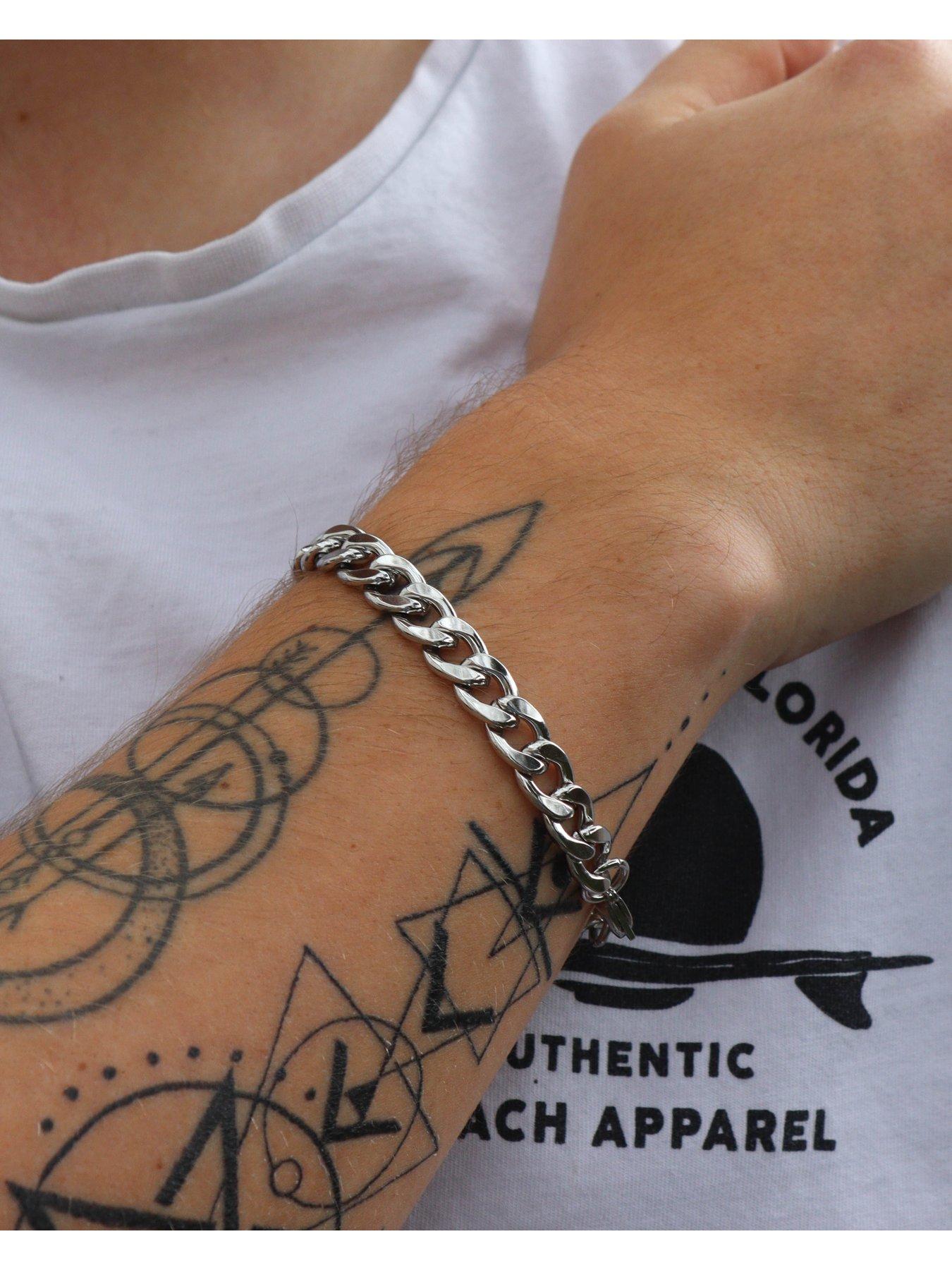 Image 4 of 7 of The Love Collection Men's 8" Flat Curb 9mm Steel Chain